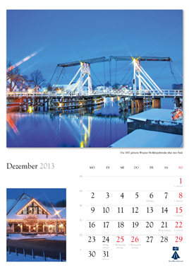 Beschreibung: Bildkalender "Universitts- und Hansestadt Greifswald 2013"  Herausgeber: HansePhotoStralsund Fotografien: Eckhard Fraede